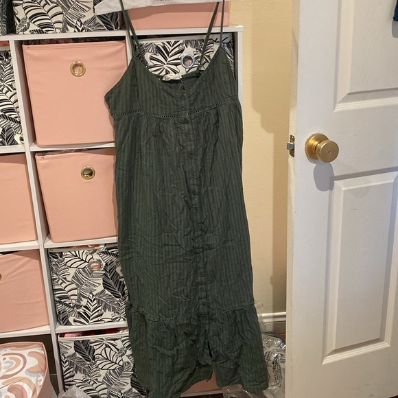 ba&sh / Ully Texture Stripe strappy tiered Midi Sundress L - Picture 7 of 7